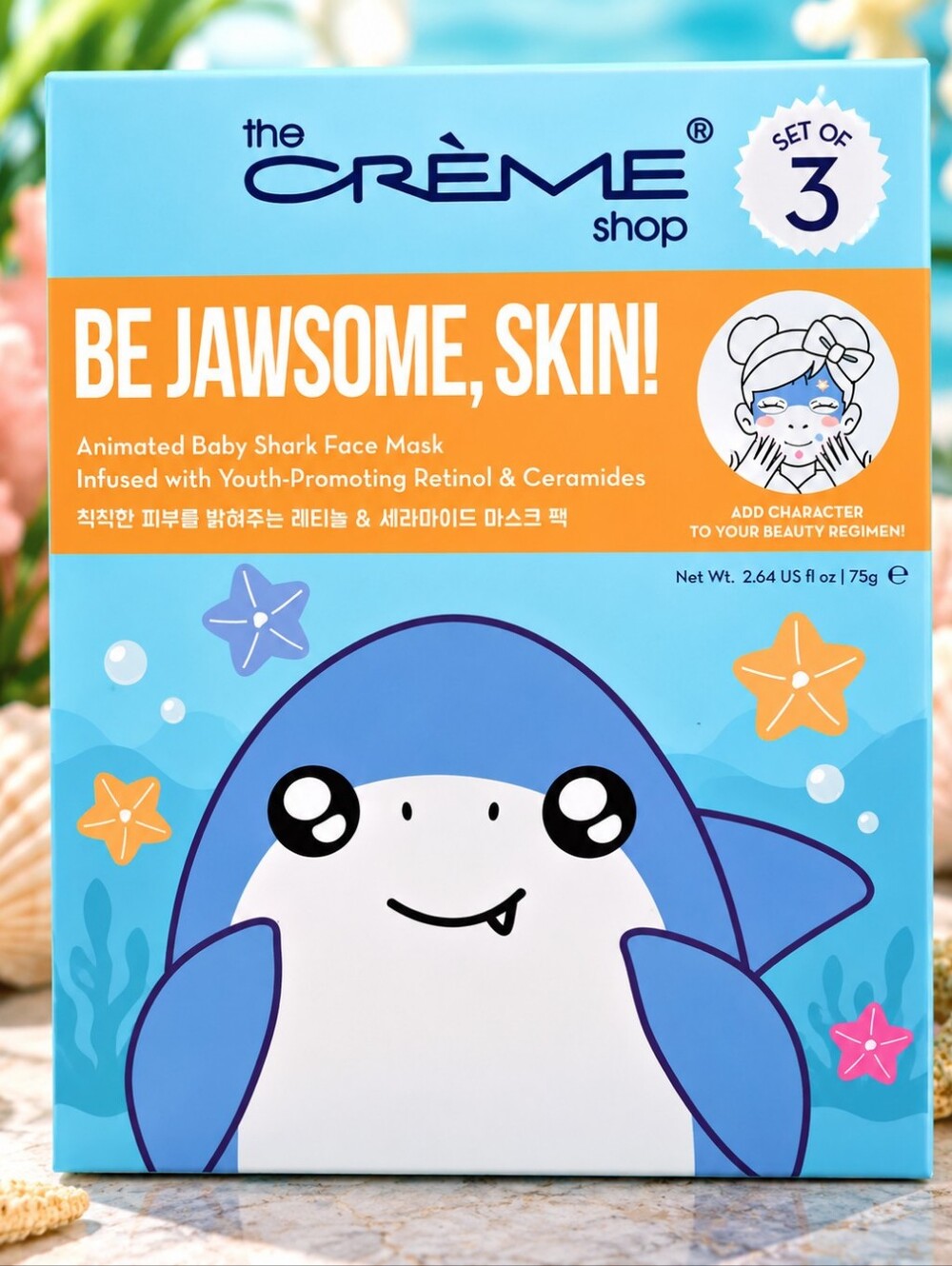The Creme Shop Be Jawsome, Skin! Animated Baby Shark Face Mask – 3 Pack